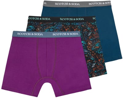 Scotch & Soda 3pk Ctn Strtch Bxr Brf-mnl Box Teal Maat: S | Onderbroeken Outlet | Heren | Paars