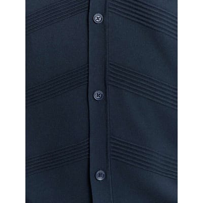 No Excess Pullover Short Sleeve Full Button Polo Relief Knit Deep Blue Maat: M | Sweaters Outlet | Heren | Blauw