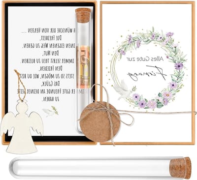 Bevestigingscadeaus voor Meisjes en Jongens met Reageerbuisje en Houten Engeltje - Perfect voor Geldcadeaus en Cadeaubonnen