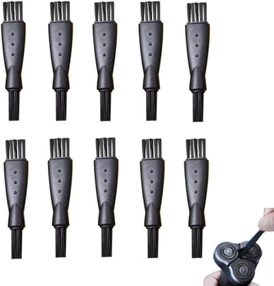 Set van 10 Scheerkwasten - Vervangende Scheermes Schoonmaakkwasten - Dubbelzijdige Nylon Haren met PP Handvat voor Mannen Zwart