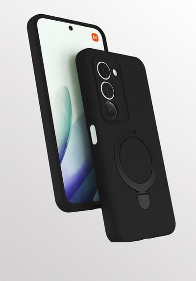 Hoesje Geschikt voor Xiaomi Redmi 15 4G hoesje zacht siliconen Zwart - Liquid Backcover ring hoesje Geschikt voor Magsafe