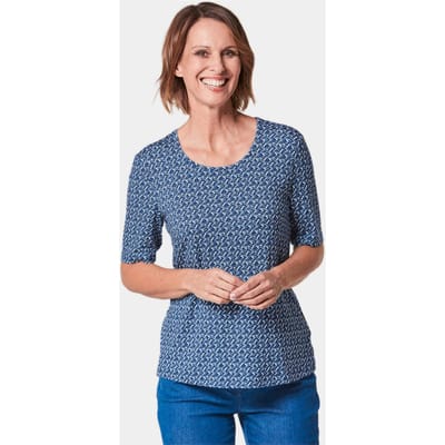 Twee shirts met hoogwaardige print - lichtblauw / wit / gedess. - Gr. 38 van Goldner Fashion