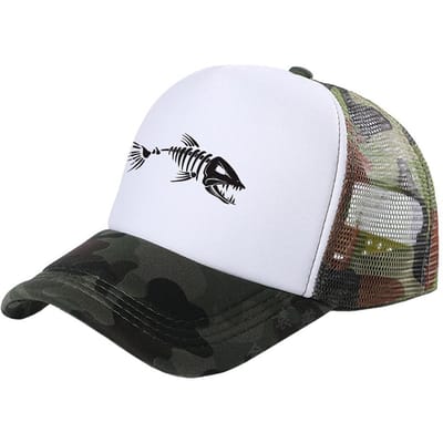 Visgraat Trucker Cap Heren Vissen Skelet Visgraat Baseball Caps Unisex Mesh Net Hoeden Mz-496 white