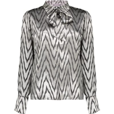 Geisha Blouse Animal Silver Silver Grey Size: XXL | Long-Sleeved Tops Outlet | Dames | Grijs