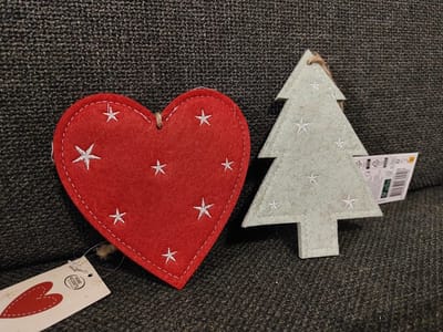 Kersthangers Vilt - Set van 2 | Kerstboomhangers - Kerstboomdecoratie - Hartje en Kerstboom - Rood/Groen Kerstboomhanger