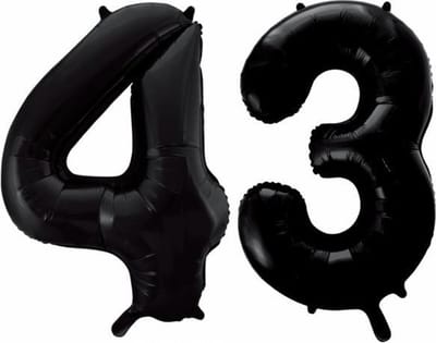 Folieballon 43 jaar zwart 86cm