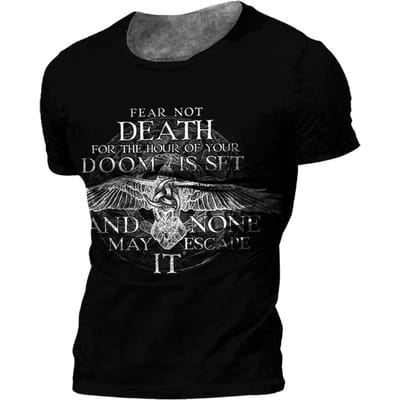 Vintage mannen T-shirt 3d Viking Print Tops Tees Zomer Tops Casual Losse T-shirts Mannelijke Kleding O-hals hip Hop Straat Sweatshirt M black