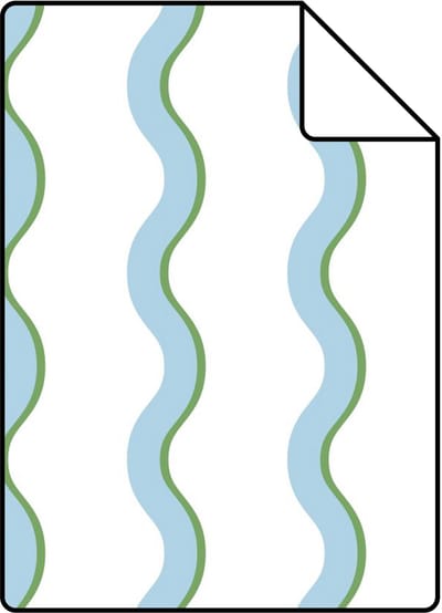 Proefstaal ESTAhome behang golvende strepen blauw, groen en wit - 50 x 900 cm - 131723-S
