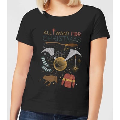 Harry Potter All I Want for Christmas dames t-shirt - Zwart - 3XL