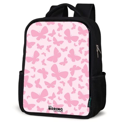 NoBoringSuitcases.com® - Rugzak zwart - Schooltas jongen & meisje - Roze vlinders - Rugtas voor school - Boekentas kind - Schoolrugzak - Kinderrugzak