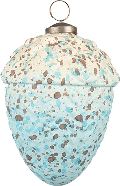 Clayre & Eef Kerstbal Overig Ø 9 cm Turquoise Beige Glas Kerstballen