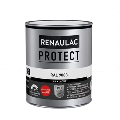 Renaulac Houtlak Protect - Hoogglans - Signaal Wit Ral 9003 - 750ml