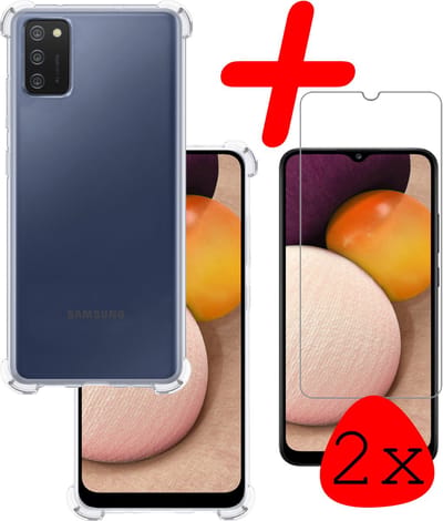 Hoesje Met Screenprotector - 2 Stuks - Geschikt voor Samsung Galaxy A02s - Sterk & Shockproof - Siliconen Case - Back Cover - Telefoon Hoes - Shock Proof - Transparant
