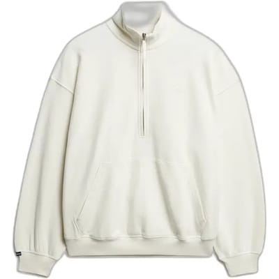 Superdry Studios Sweatshirt met Halve Rits White Grootte: 34