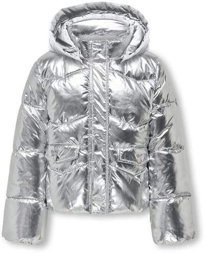 Kids ONLY winter winterjas meisjes - zilver - KogPearl - puffer, capuchon