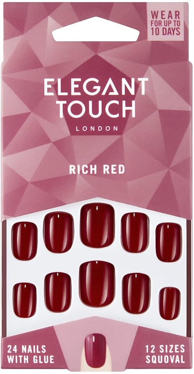 Elegant Touch Rich Red Nails - Kunstnagels - Nagels - Press on nails - Plaknagels - Nepnagels - 24 stuks - Beste Kwaliteit
