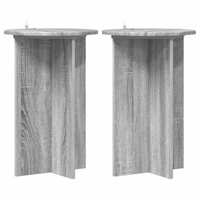 vidaXL - Plantenstand - 2 - st - Grijs - sonoma - Ø40 - x - 60 - cm - Bewerkt - hout