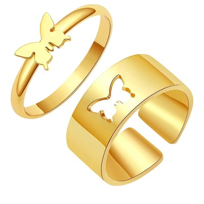 Vlinder Vriendschapsring Goudkleurig RVS - Vriendschapsringen - Vriendschap cadeau - Vriendschap sieraden - Vlinder