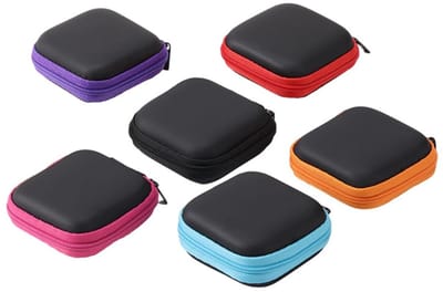 NTH products- Oortelefoonhoes 6 stuks - Draagbare Organizer - Waterdicht - Schokbestendig - Vuilafstotend - 7,5x7,5 cm - Oordopjes
