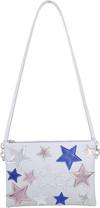 Een kleine tas versierd met mooie gekleurde sterren, maar binnenin met veel ruimte en een apart ruim ritsvak. Deze tas is gemaakt van soepel kunstleer en de binnenkant is gevoerd. Voor uzelf of Bestel Een Kado