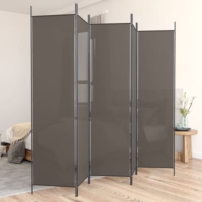 vidaXL - Kamerscherm - met - 5 - panelen - 250x200 - cm - stof - antracietkleurig