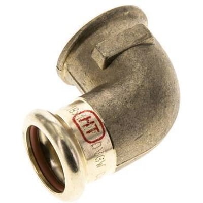 90 graden L-Perskoppeling - 18mm & Rp 1/2'' Persmof - Koperlegering