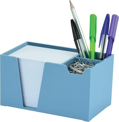 Bureau Organizer voor Potloden en Papier - Effen Blauw met Papier Clips