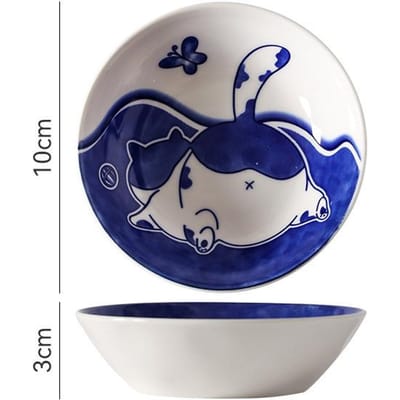 Sausschoteltjes in Japanse stijl Sushi-bord Servies Keramisch Dessert Creatief Schattig Cartoon Lucky Cat-patroon Druppelvormig Bord 2x10cm