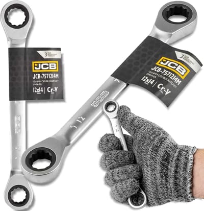 JCB - Ringsleutel met Ratchet - 12x14 mm - Chroom-Vanadium - 12-hoekig