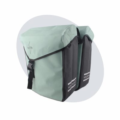 Voltano Dubbele Fietstas Modern Mintgroen / Zwart - Reflective - 50 Liter - Waterdicht