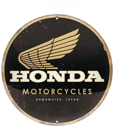 Wandbord Rond Metaal Bord 35cm Honda Motorcycles - Japan. het item voor de echte Honda Fans