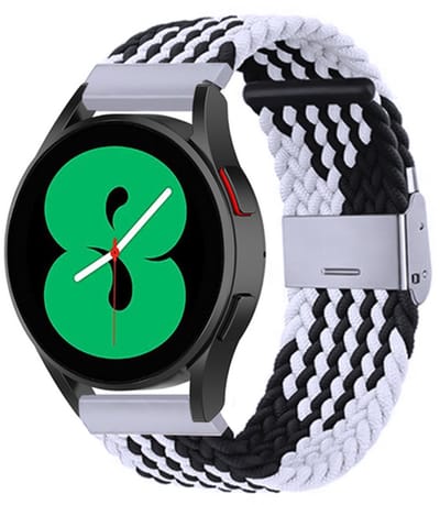 By Qubix - geschikt voor Huawei Watch GT 6 / GT 7 - 41mm - Braided nylon bandje - Zwart / wit gestreept
