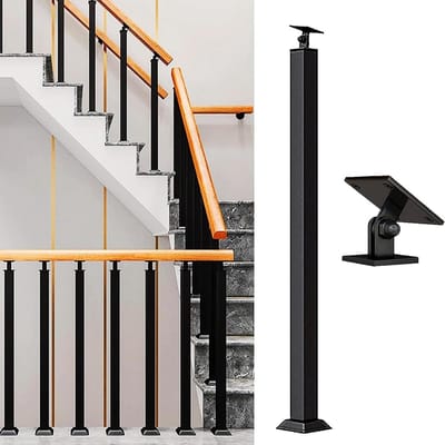 Trapbaluster Paal - Leuningpaal Kit - Veilige Toegang - 270° Verstelbaar - 85cm Hoog - Zwart