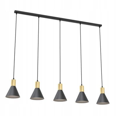 Emibig ROSA 5 BL Hanglamp Zwart Goud - Stijlvol Loft Design