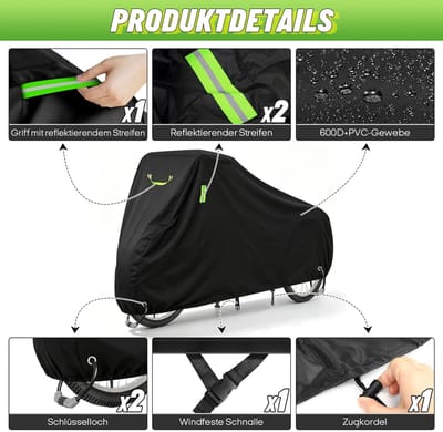 Dailygoods- Fietshoes Waterdicht - Driewielhoes 600D Oxford - UV-bescherming - Scheurvast - Elastiek - Reflecterend - Fietsafdekking
