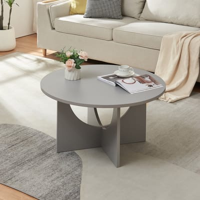 Salontafel Rindal rond lichtgrijs 80x41,5 cm [en.casa]