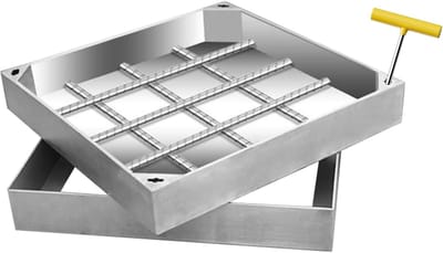 Putafdekking Inzethoes - Verzonken Deksel - Oprit Tegelen - Onzichtbaar Ontwerp - 50 x 50 cm - Zilver