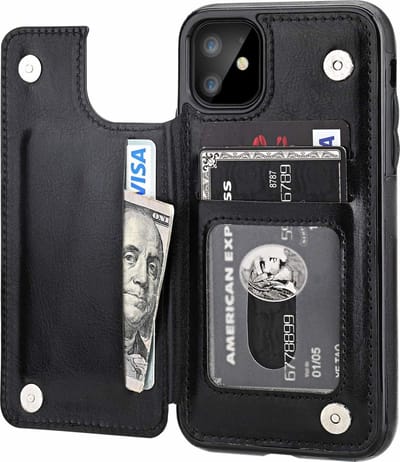 ShieldCase Hoesje geschikt voor Apple iPhone 11 wallet case - zwart - Stijlvol Telefoonhoesje - Duurzame Bescherming - Multifunctionele Wallet Hoes - Hoogwaardig materiaal
