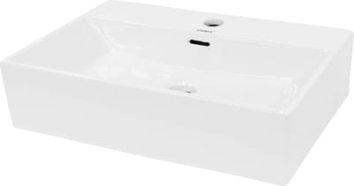 Vierkante wastafel met overloop 515x360x130 mm wit keramiek LuxeBath