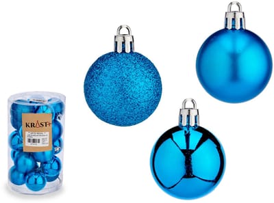 Krist+ kleine kerstballen - 40x - helder blauw - kunststof - 4 cm