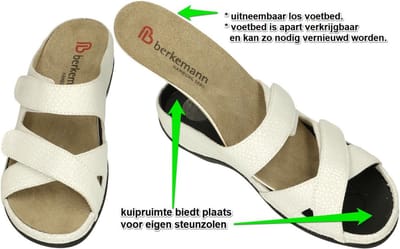 Berkemann -Dames - wit - slippers & muiltjes - maat 42.5