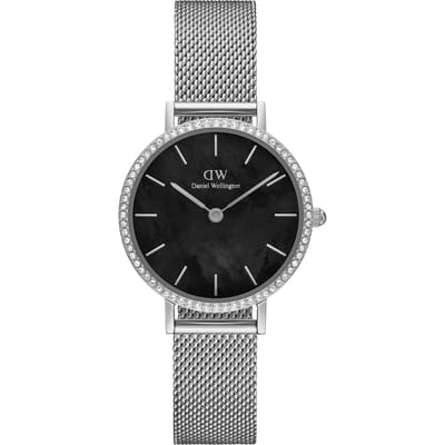 Daniel Wellington DW Watch Petite Lumine Bezel Sterling Black MOP 28mm Silver