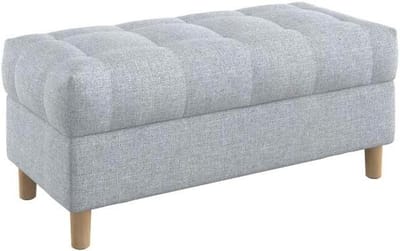 Opbergbank Gestoffeerd - Voetenbankje Kist - Woonkamer Decoratie - Knooptufting Design - 100 cm breed - Naturel Grijs