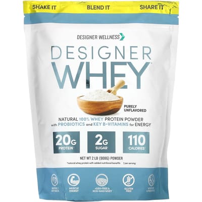 Designer Wellness, Designer Whey, 100% natuurlijk wei-eiwit, pure smaak en geen aroma's, 2 lbs (908 g)