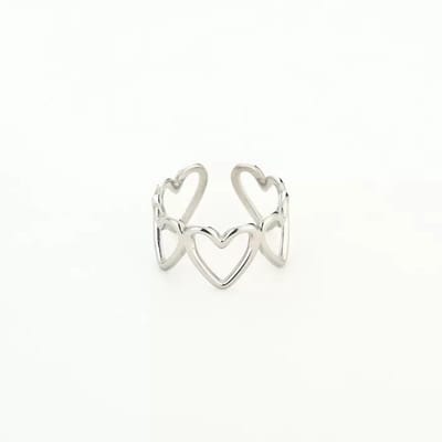 Bijoutheek Ring (Sieraad) Grote Hartjes Silver