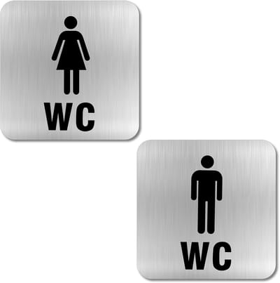 Dailygoods- Toiletbordjes 2 Stuks - Roestvrij Stalen Deurbordjes - Zelfklevend - Ideaal Gastenwc-Bord - UV-bestendig - Weerbestendig - Wc-bordjes