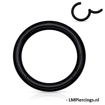 Piercing ring high quality - Chirurgisch staal 1.2x12 mm - zwart - LMPiercings