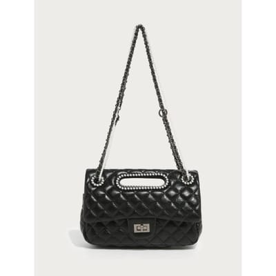 Zomer Diamant Parel Ketting Tas, Dames Crossbody Tas, Enkele Schouder Tas, Modieuze en Veelzijdige Handtas, Dames Tas zwart