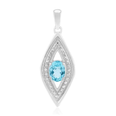 Cavill - Zilveren Hanger - 925 Sterling Zilver Gerhodineerd - Blauwe Apatiet 1.02 ct Ovaal - 22 Zirkonia 0.27 ct - Elegant Blauw