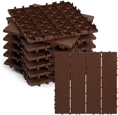 Set van 88 Terrastegels - 30x30cm Houtlook tegels - plastic - Terrastegels met kliksysteem - Bruin